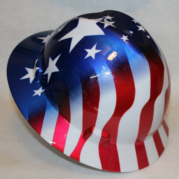 American Flag‎ Patriotic Construction Safety Hard Hat Helmet Size 31 Medium - Picture 1 of 14